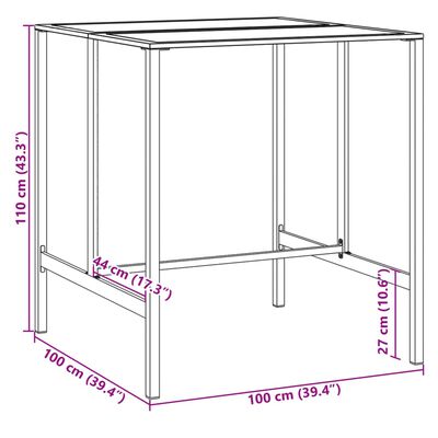 vidaXL Baaripöytä musta 100x100x110 cm jauhemaalattu teräs