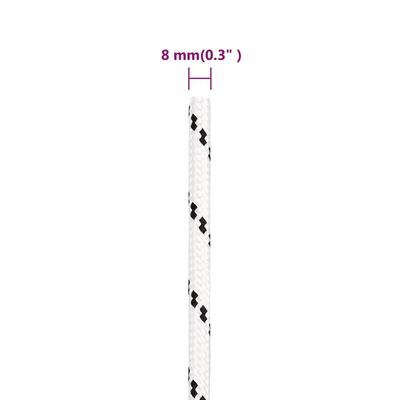 vidaXL Punottu veneköysi valkoinen 8 mm x 100 m polyesteri