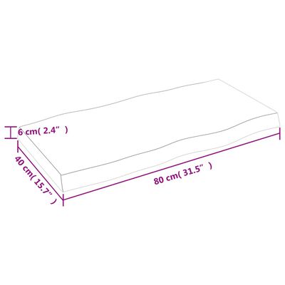 vidaXL Pöytälevy ruskea 80x40x(2-6)cm käsitelty täystammi elävä reuna