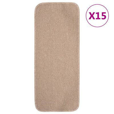 vidaXL Liukumattomat porrasmatot 15 kpl 60x25 cm beige suorakaide