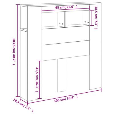 vidaXL Sängynpääty LED-valoilla musta 100x18,5x103,5 cm tekninen puu