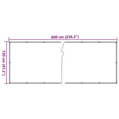 vidaXL Parvekkeen yksityisyyssuoja kerma 600x120 cm PVC