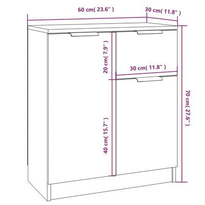 vidaXL Senkit 2 kpl valkoinen 60x30x70 cm tekninen puu