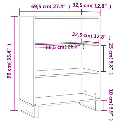 vidaXL Hyllykaappi savutammi 69,5x32,5x90 cm tekninen puu