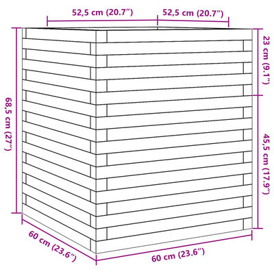 vidaXL Puutarhakukkalaatikko 60x60x68,5 cm kyllästetty mänty