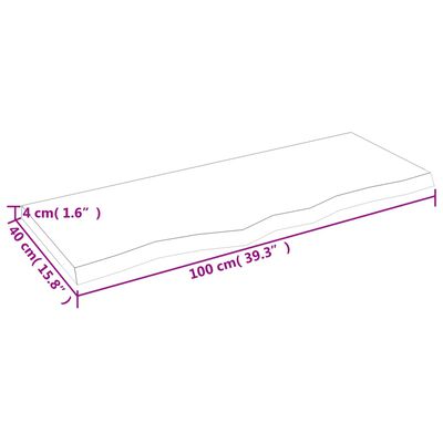 vidaXL Pöytälevy tummanruskea 100x40x(2-4) cm käsitelty täystammi