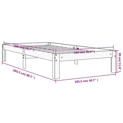 vidaXL Sänky ilman patjaa vahanruskea 100x200 cm täysi mänty