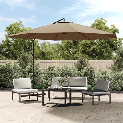 vidaXL Aurinkovarjo cantilever alumiinitolppa 350 cm taupe