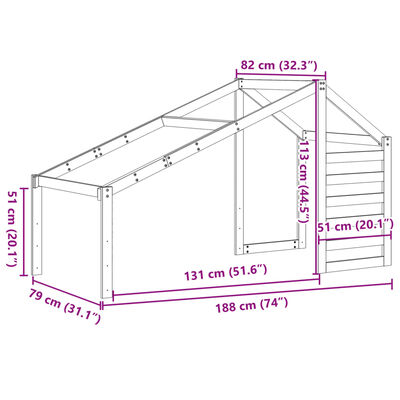 vidaXL Lastensängyn katos 188x82x113 cm täysi mänty