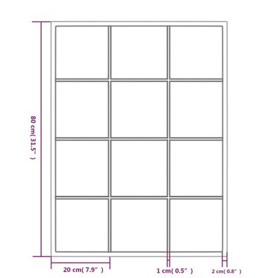 vidaXL Seinäpeilit 3 kpl musta 80x60 cm metalli