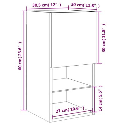 vidaXL TV-kaapit LED-valoilla 2 kpl savutammi 30,5x30x60 cm