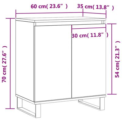 vidaXL Senkki betoninharmaa 60x35x70 cm tekninen puu