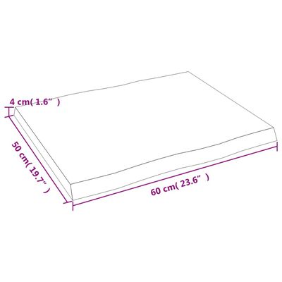 vidaXL Pöytälevy ruskea 60x50x(2-4)cm käsitelty täystammi elävä reuna