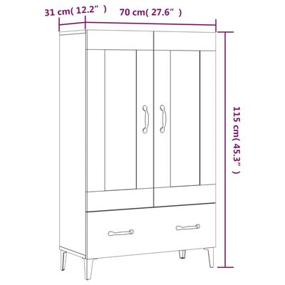 vidaXL Kaappi ruskea tammi 70x31x115 cm tekninen puu