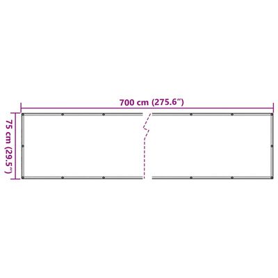 vidaXL Parvekkeen yksityisyyssuoja harmaa 700x75 cm PVC