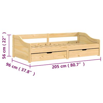 vidaXL Sohvasänky 2 laatikolla IRUN 90x200 cm täysi mänty