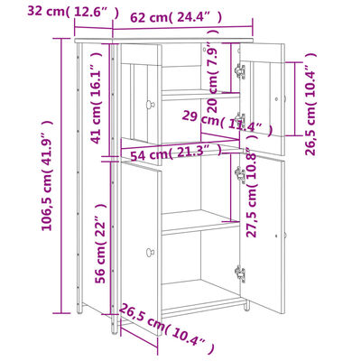 vidaXL Kaappi musta 62x32x106,5 cm tekninen puu