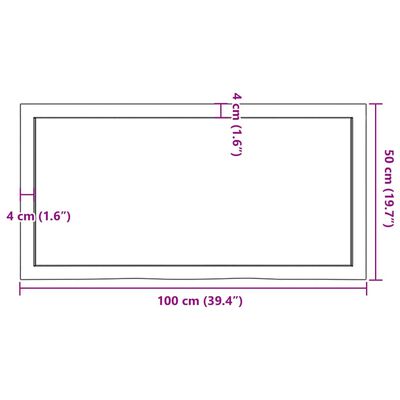 vidaXL Kylpyhuoneen työtaso v.ruskea 100x50x(2-4)cm käsitelty täyspuu