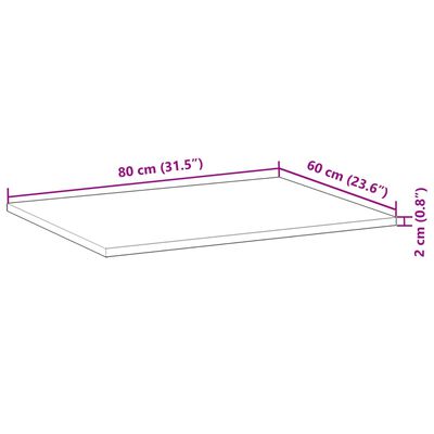 vidaXL Kylpyhuoneen pöytälevy 80x60x2 cm käsittelemätön täysi akasia