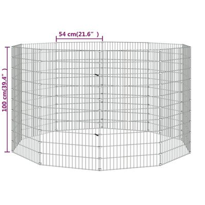 vidaXL Eläinhäkki Free Range 10-paneelia 54x100 cm galvanoitu rauta