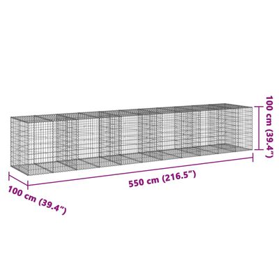 vidaXL Kivikori katolla 550x100x100 cm galvanoitu rauta