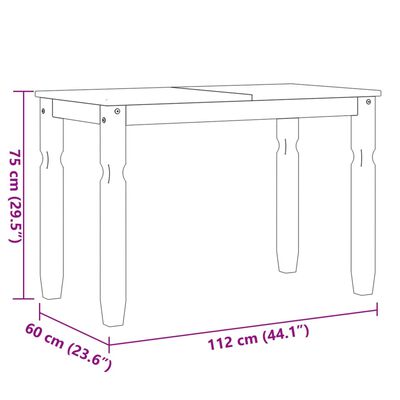 vidaXL Ruokapöytä Corona valkoinen 112x60x75 cm täysi mänty