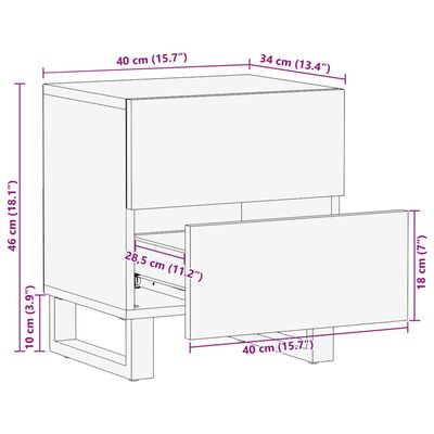 vidaXL Yöpöydät 2 kpl 40x34x46 cm kierrätetty täyspuu