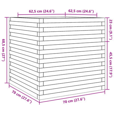 vidaXL Puutarhakukkalaatikko 70x70x68,5 cm kyllästetty mänty