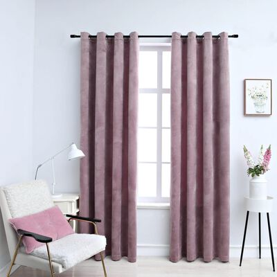 vidaXL Pimennysverhot renkailla 2 kpl sametti pinkki 140x225 cm