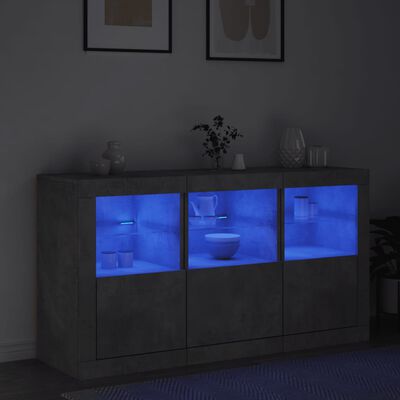 vidaXL Senkki LED-valoilla betoninharmaa 123x37x67 cm