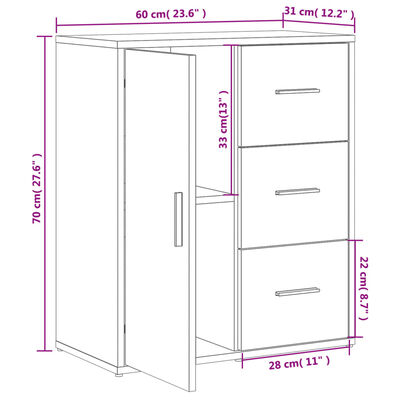 vidaXL Senkit 2 kpl harmaa Sonoma 60x31x70 cm tekninen puu