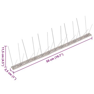 vidaXL 4-Riviset ruostumaton teräs lintu- & kyyhkyspiikit 6-sarja 3 m