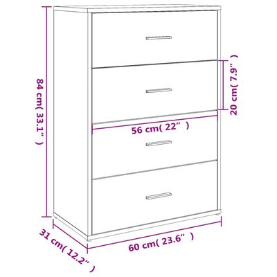 vidaXL Senkki harmaa Sonoma 60x31x84 cm tekninen puu