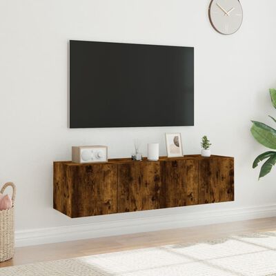 vidaXL TV-seinäkaapit LED-valoilla 2 kpl savutammi 60x35x31 cm