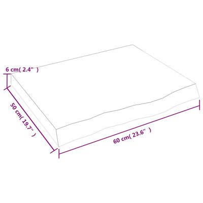 vidaXL Pöytälevy tummanruskea 60x50x(2-6) cm käsitelty täystammi