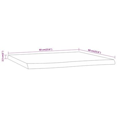 vidaXL Pöytälevy 60x60x2,5 cm neliö täysi akasiapuu elävä reuna