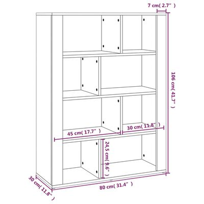 vidaXL Senkki harmaa Sonoma 80x30x106 cm tekninen puu