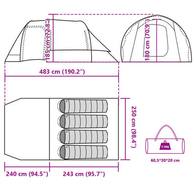 vidaXL Tunneliteltta 4 henkilölle sininen vedenkestävä