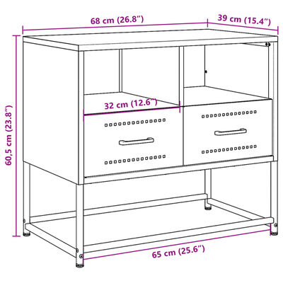 vidaXL TV-taso sinapinkeltainen 68x39x60,5 cm teräs