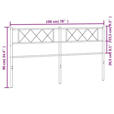 vidaXL Metallinen sängynpääty musta 193 cm