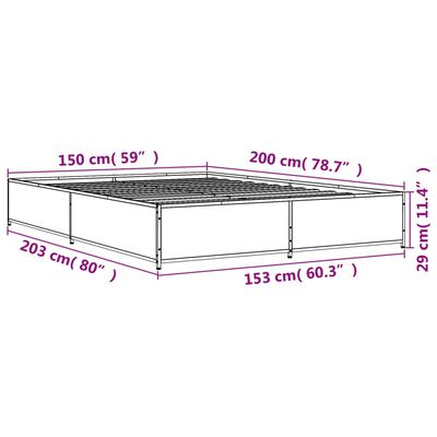 vidaXL Sängynrunko ruskea tammi 150x200 cm tekninen puu ja metalli