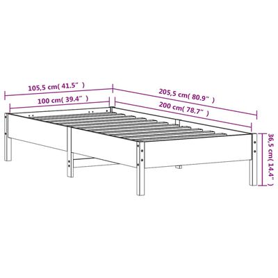 vidaXL Sänky ilman patjaa vahanruskea 100x200 cm täysi mänty