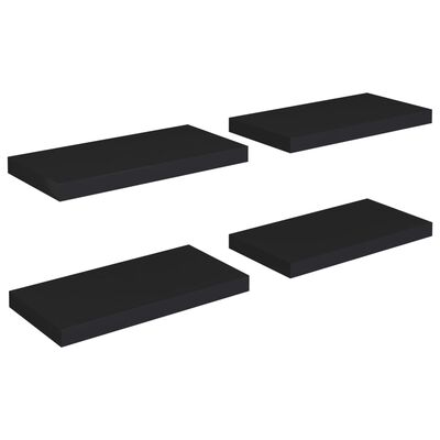 vidaXL Kelluvat seinähyllyt 4 kpl musta 50x23x3,8 cm MDF