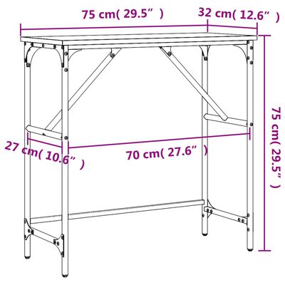 vidaXL Konsolipöytä Sonoma-tammi 75x32x75 cm tekninen puu