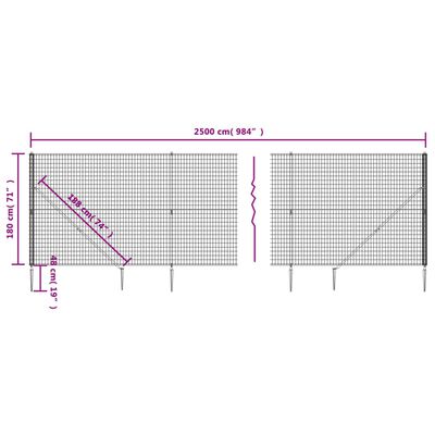 vidaXL Verkkoaita maapiikeillä antrasiitti 1,8x25 m