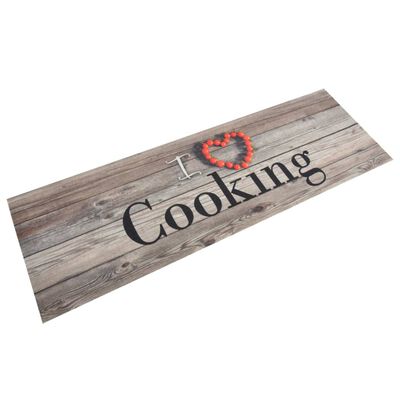 vidaXL Keittiön pestävä lattiamatto Cooking harmaa 60x180 cm sametti