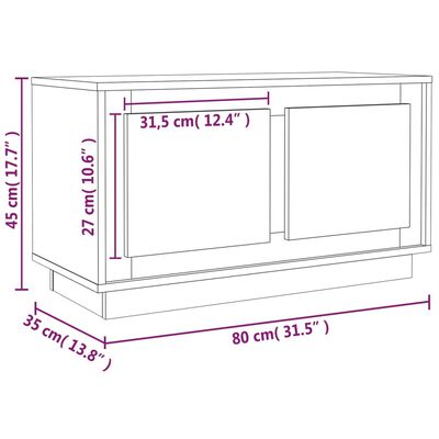 vidaXL TV-taso harmaa Sonoma 80x35x45 cm tekninen puu