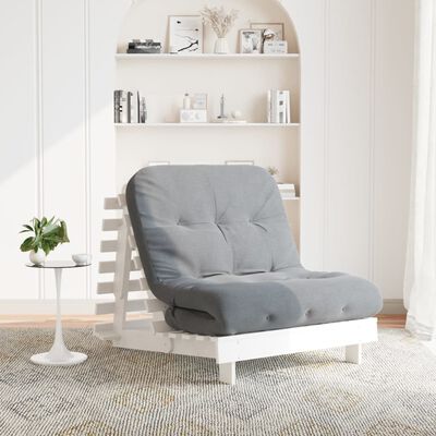 vidaXL Futon vuodesohva patjalla valkoinen 90x206x11 cm täysi mänty