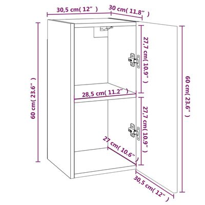 vidaXL TV-taso 2 kpl ruskea tammi 30,5x30x60 cm tekninen puu