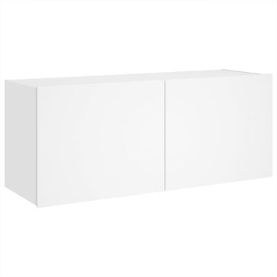 vidaXL TV-seinäkaappi LED-valoilla valkoinen 100x35x41 cm